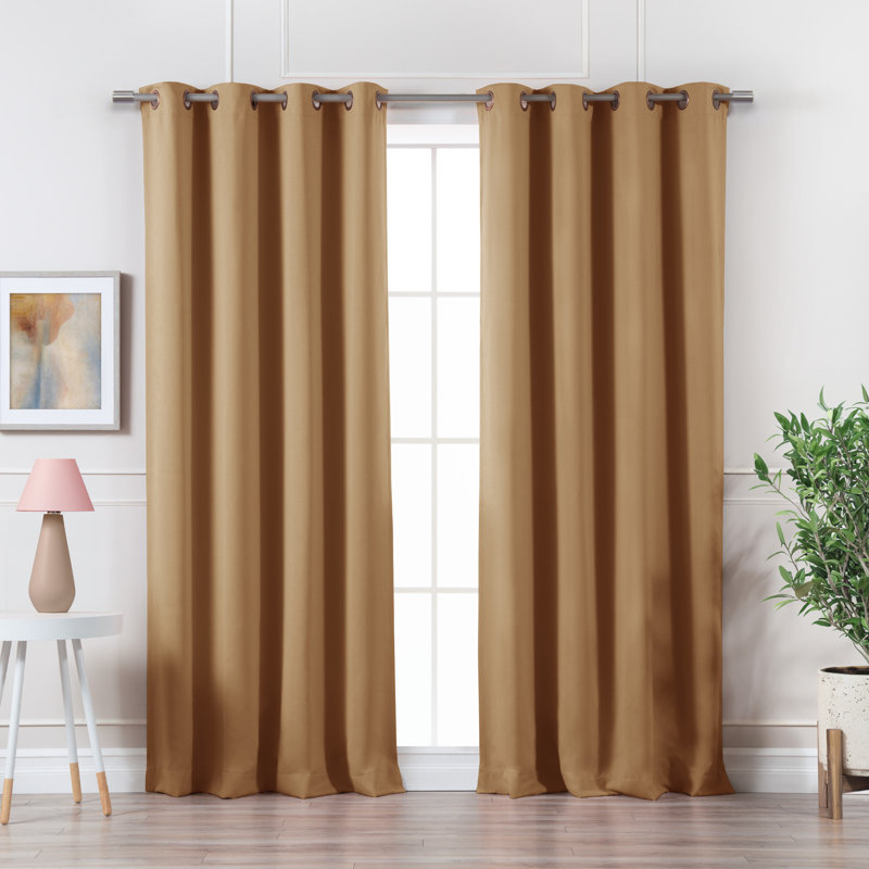 Adina Sevan Solid Thermal Grommet Curtain Panels, 52"W x 84"L, Wheat