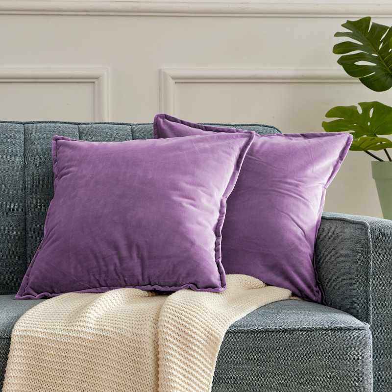 Housse de coussin carré en velours, Mauve