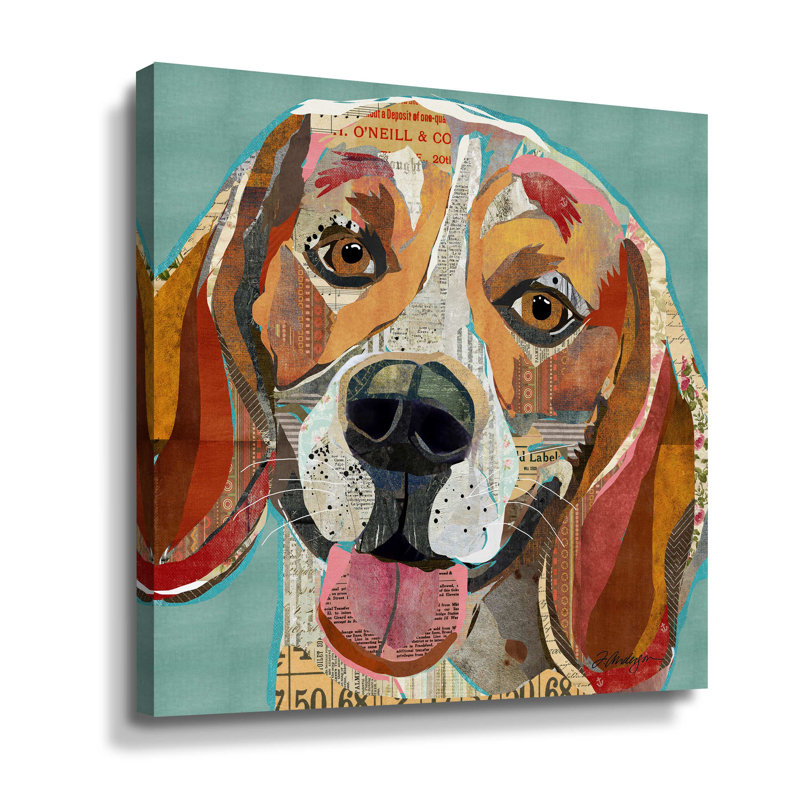 Beagle - peinture sur toile, L 10 po x H 10 po, Toile tendue