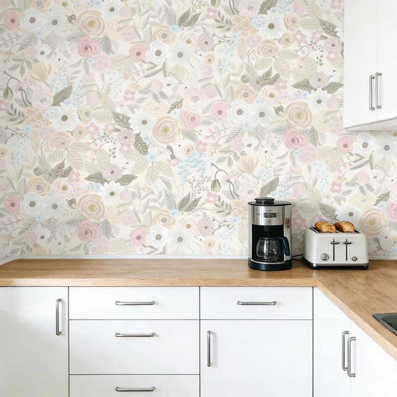 Papier peint adhésif amovible - Motif de feuilles à motif aquarelle floral Boho pour tiroirs et décorations murales de meubles de chambre à coucher