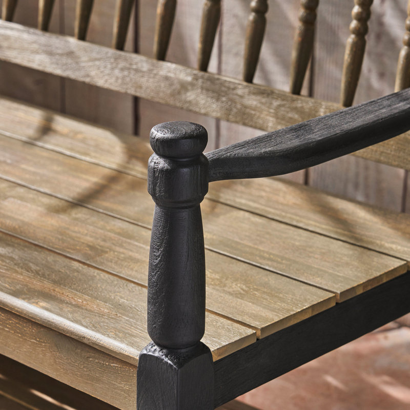 Banc d'extérieur en bois avec tablette, gris et noir pour un look élégant de rangement classique noir, fabriqué