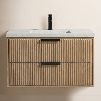 Anelie 36 " W Free Standing Wall Mounted 1 Single Vanity Bathroom Vanity With Concrete Top