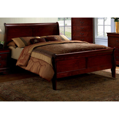 Bed Phillipe Solidwood 1Pc Bed Bedroom Sleigh Bed Bedroom Furniture Transitional Style