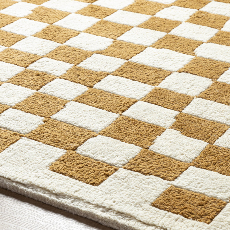 Damier Wool Plaid Area Rug, Rectangle 2' x 3'