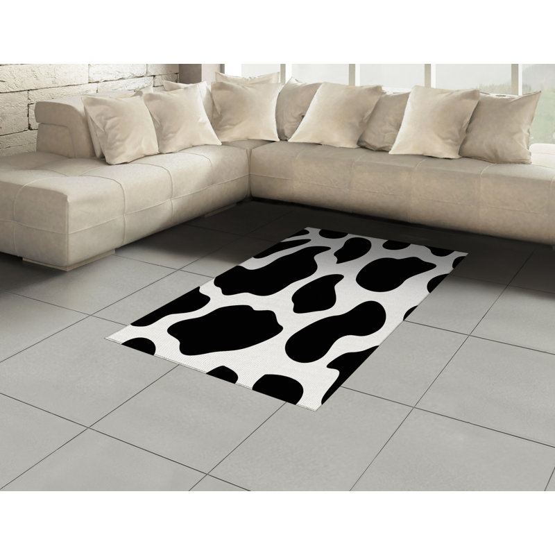 Cow Print High Density Long Fiber Poly Threads Decorative Area Rug Carpet, Rectangle 4' x 5'8"