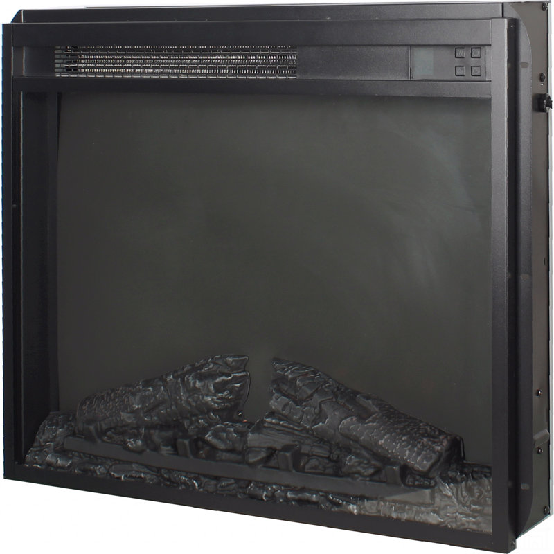 23 Inch Electric Fireplace Insert, Ultra Thin Heater With Log Set & Realistic Flame, Remote Control With Timer, Overheating Protection