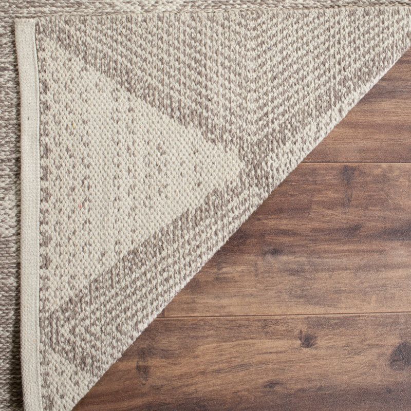 Tapis gris en coton tissé à plat à la main à motif géométrique Bester, Tapis de couloir 2 pi 3 po x 7 pi