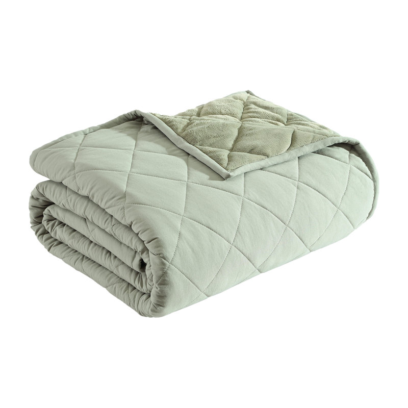 Eddie Bauer Classic Soft Solid Reversible Blanket, Green, Queen