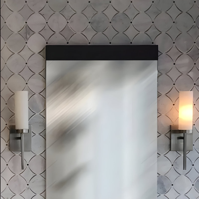 Elysian 12 X 12 po Carreaux de mur et de sol en pierre polie blanche et grise (4,83 pieds carrés / caisse) - paquet de 5