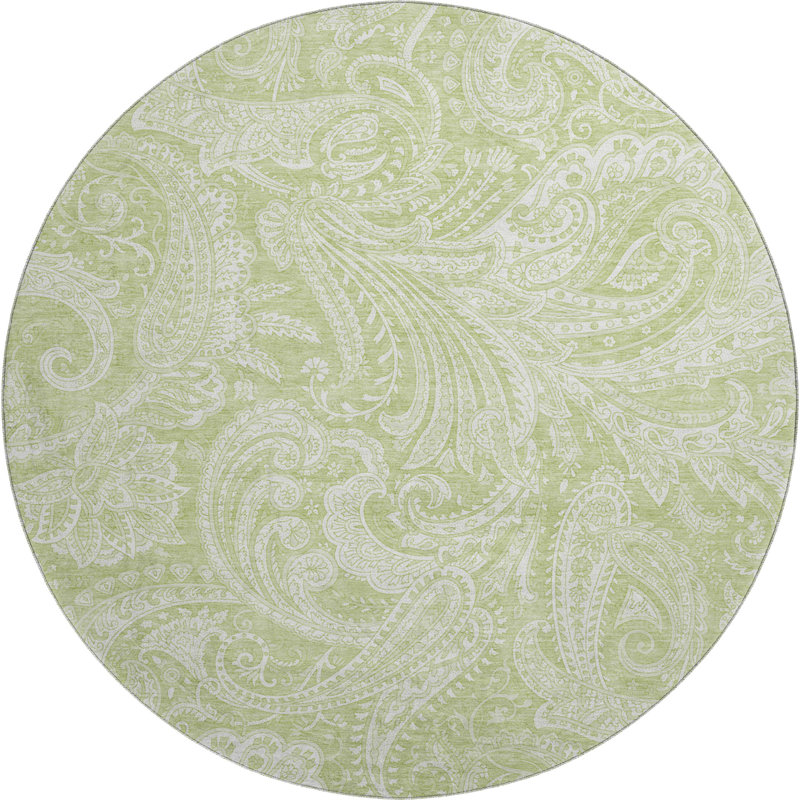 Premium Machine Washable Antonelli Aloe Rug, Round 8'