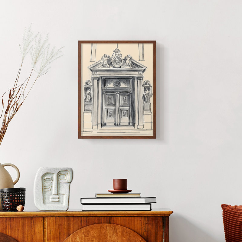 Paysages de la série XLII - reproduction encadrée de qualité supérieure - prête à être accrochée - aucun clou requis, Noyer