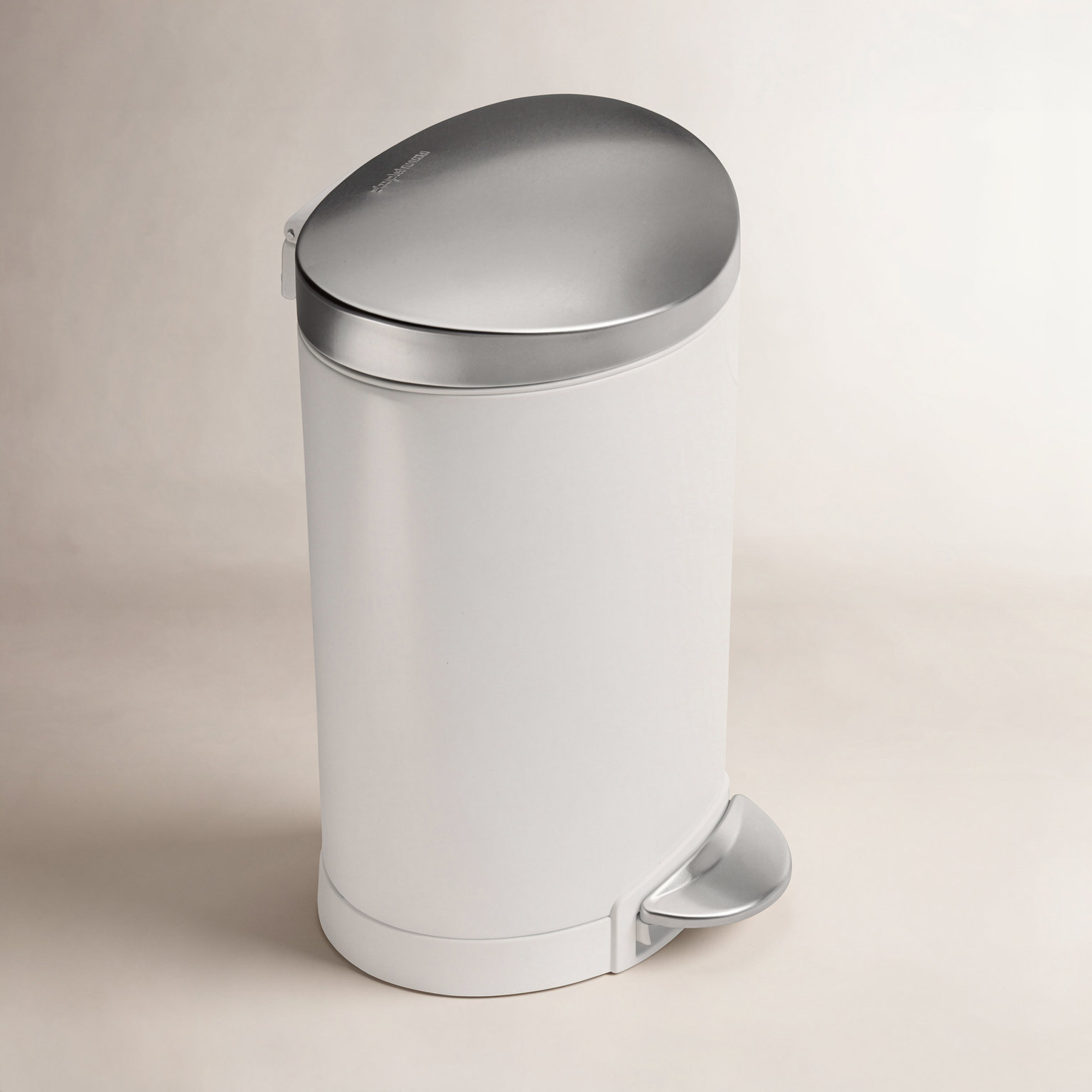 simplehuman 1.6gal Semi-Round Step-On Can