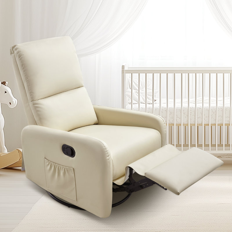 Fauteuil inclinable, oscillant et pivotant pour adultes, Crème, crème