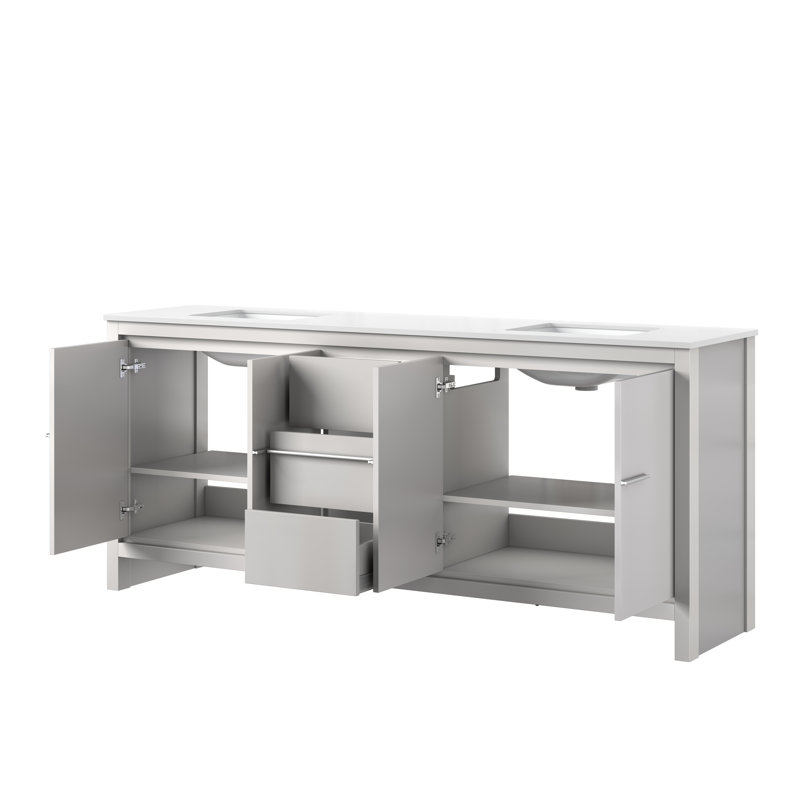 Lafarre Lafarre 80 in W x 20 in D Double Bath Vanity, White Quartz, White