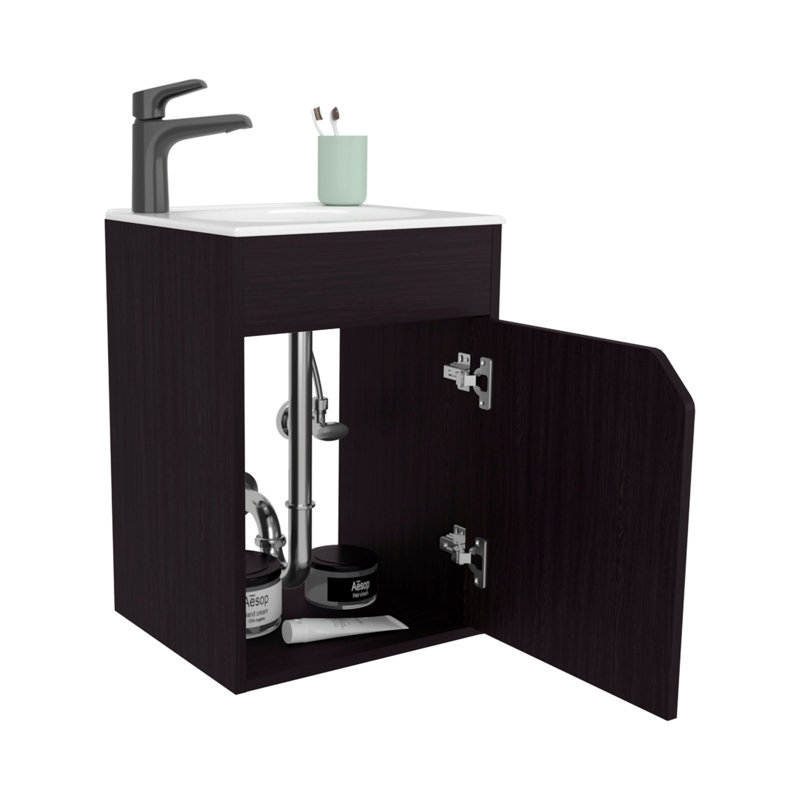 Meuble-lavabo flottant avec porte FM, Wengé
