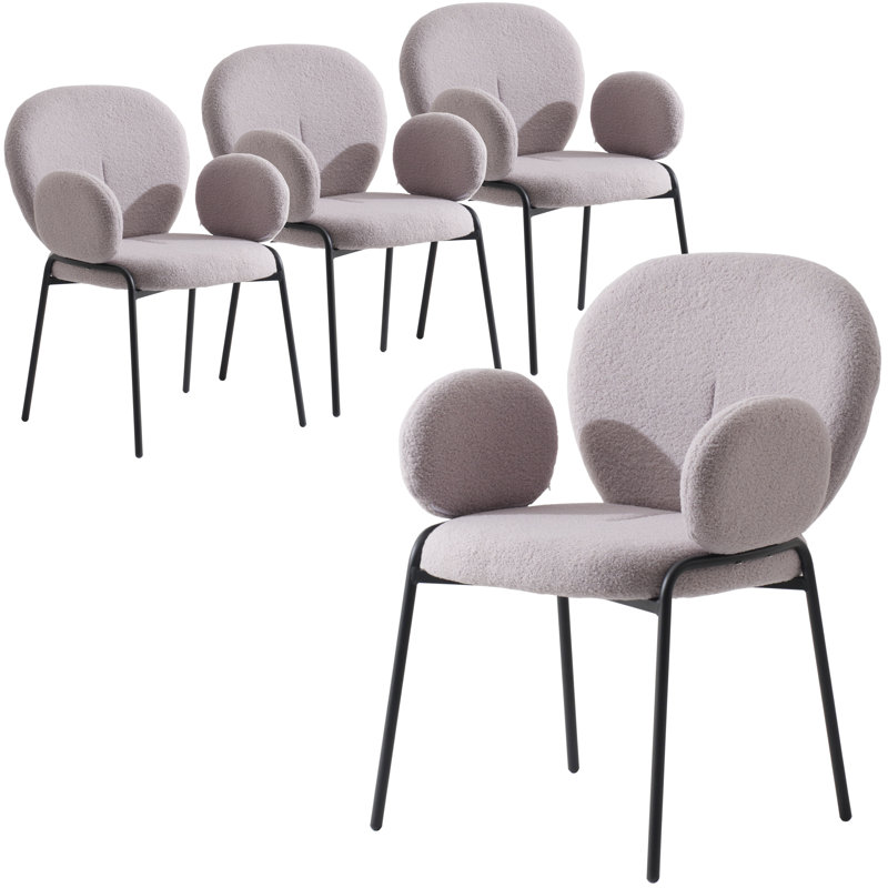 Chaise avec accoudoirs en tissu Amelia, Gris, Simple, Noir
