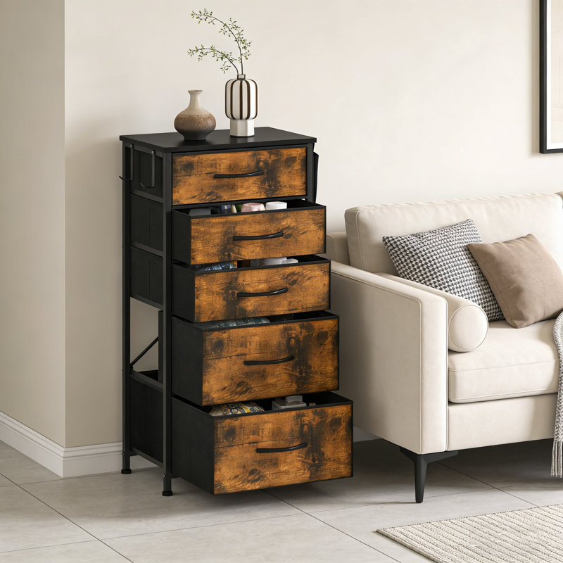 5 Drawer Storage Drawer, Brown/Black