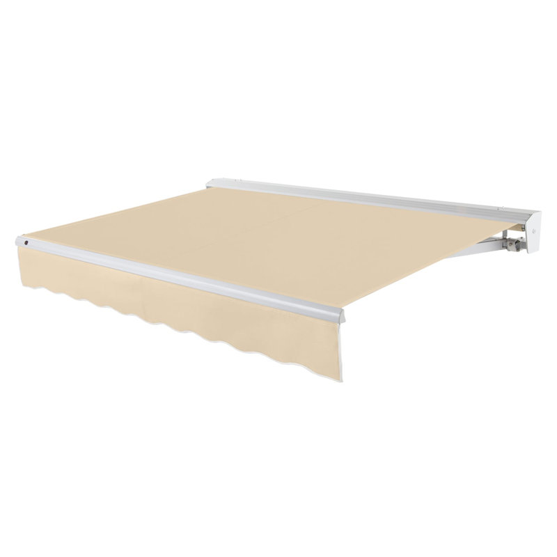 Auvent de patio rétractable avec capuchon Awntech Destin, Moteur gauche, Tanné, H 10 po x l 216 po x P 120 po