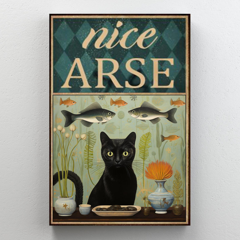 Libbna " Black Cat Nice Arse ", 20" H x 16" W x 1.25" D