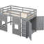 Lit mezzanine simple avec rangement pour garde-robe, gris - construction en bois robuste pour la chambre à coucher avec 2 fenêtres et garde-robe de rangement, fabrication solide