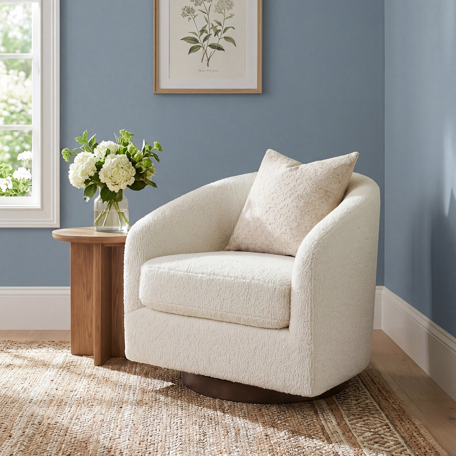 Bennett Linen Swivel Barrel Chair, Bella Asphalt Performance Velvet