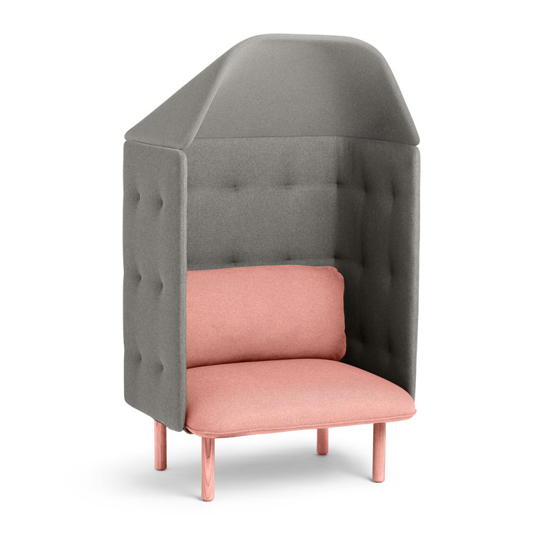 Chaise de réception avec auvent QT, Rosé / tissage uni gris / mousseline