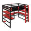 Lit mezzanine en bois peu encombrant, bureau, support de rangement latéral, tablettes et éclairage RVB inclus-129230446-129230448