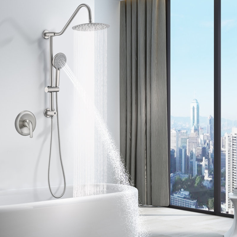 Complete Rainfall Shower System With Rough In-valve And Slide Bar, Brushed Nickel