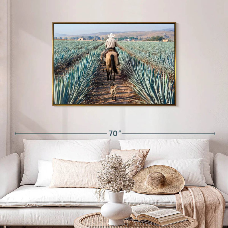 Inspecter la plantation d'agave, Cadre flottant doré, 43 po x 29 po