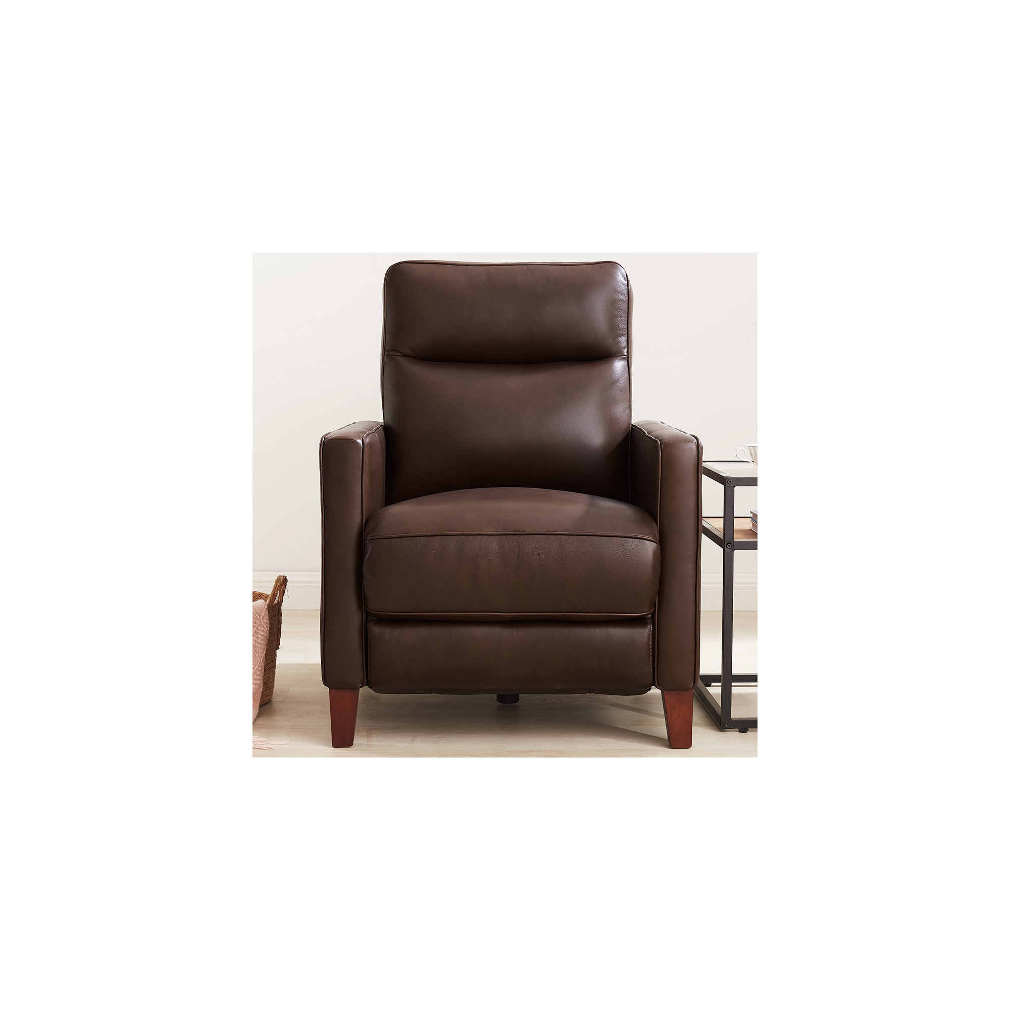 Ashby Recliner, Chestnut Brown Genuine Leather