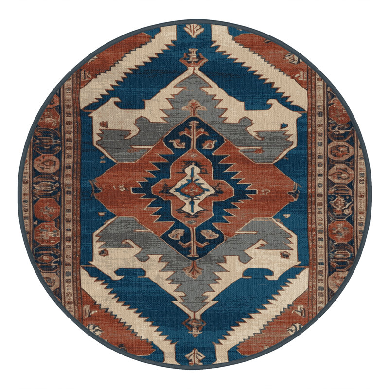Tapis brun lavable à la machine, Rond 5 pi