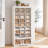 Tall Shoe Cabinet with 24 Cubbies and Bottom Storage Shelf, Large Capacity Wooden Shoe Rack for Entryway and Closet-1939497649