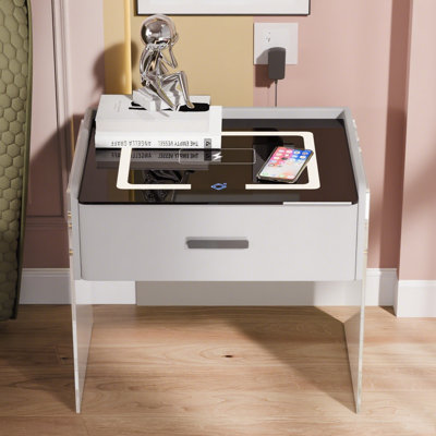 Smart Nightstand With Wireless Charging, Bluetooth Speaker & Led Light