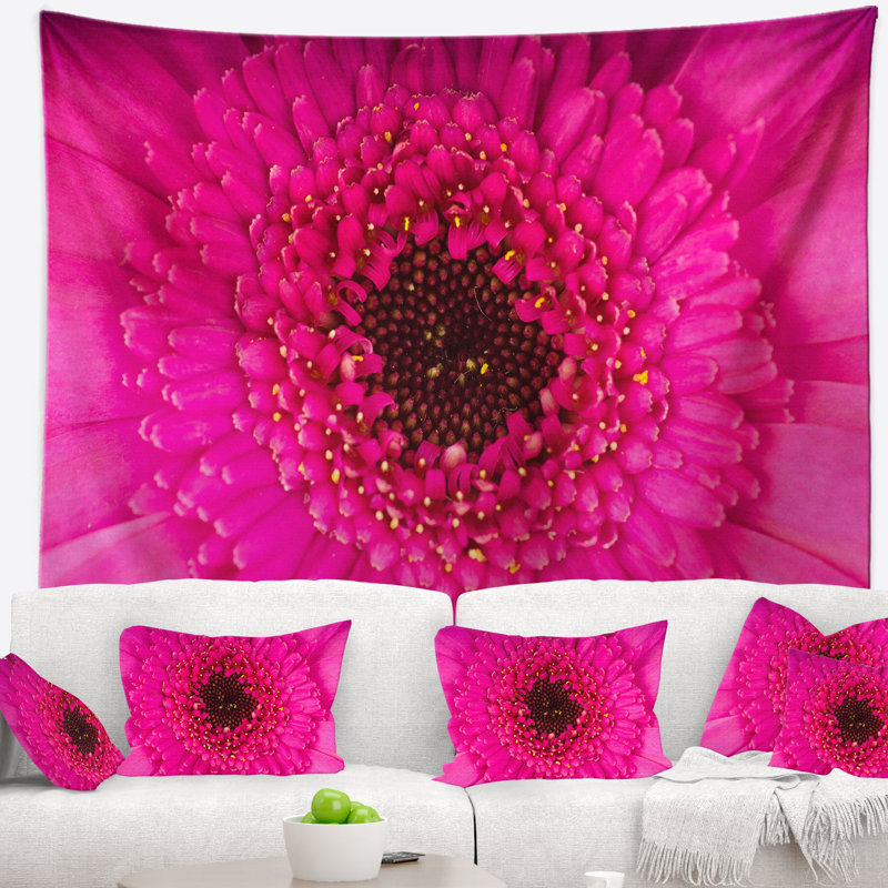 Macro photo de la tapisserie Gerbera, H 32 po x l 39 po