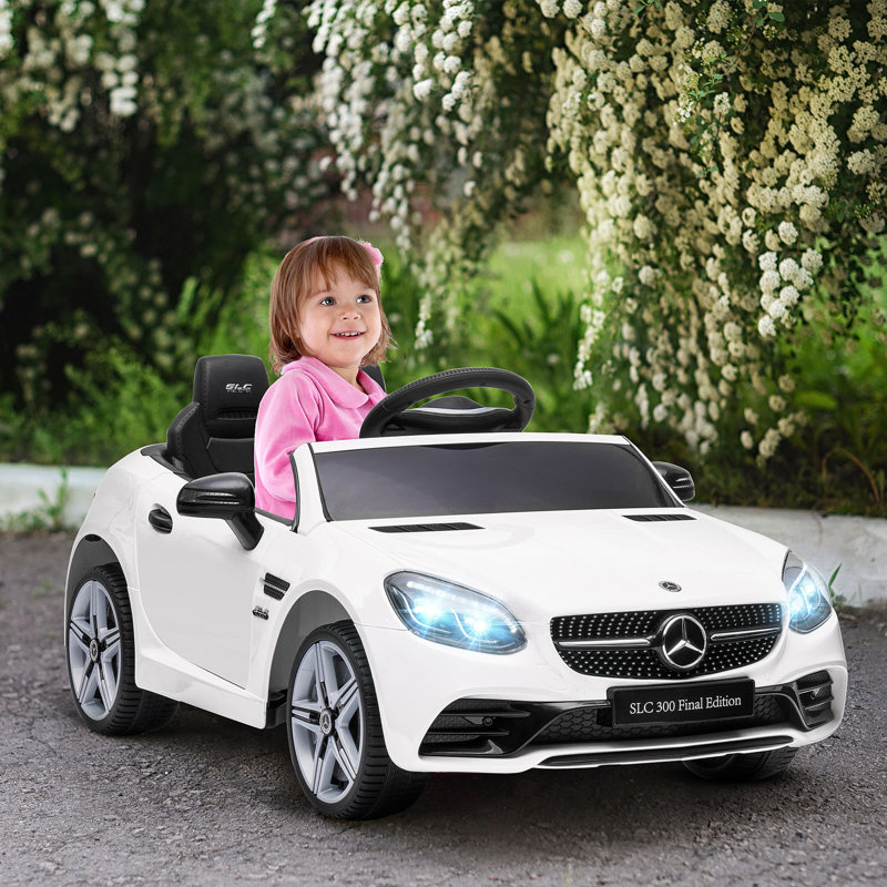 AIYAPLAY Benz SLC 300 Licensed 12V Electric Car for Kids 3-6 Years, White
