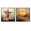 Minimalisme floral, croix religieuse - ensemble de 2 collages carrés-1467294477-1467294476