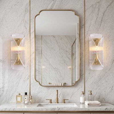 1-Light Modern Ribbed Glass Wall Sconce Cylindrical Vanity Light for Bathroom Bedroom Hallway