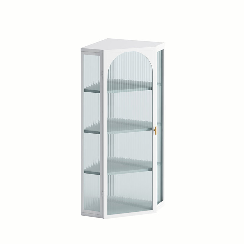 Wall Mounted Corner Cabinet with Featuring Four-tier Storage