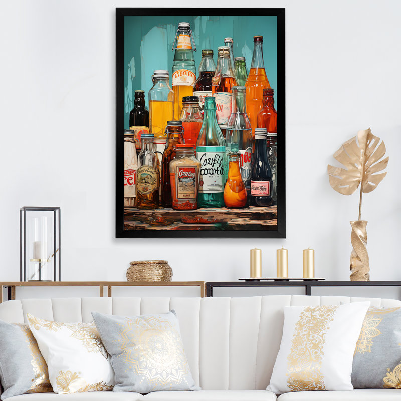 «Calep Pop Art 1950S Soda Emotion I», reproduction sur toile, Cadre photo noir, H 20 po x l 12 po x P 1 po