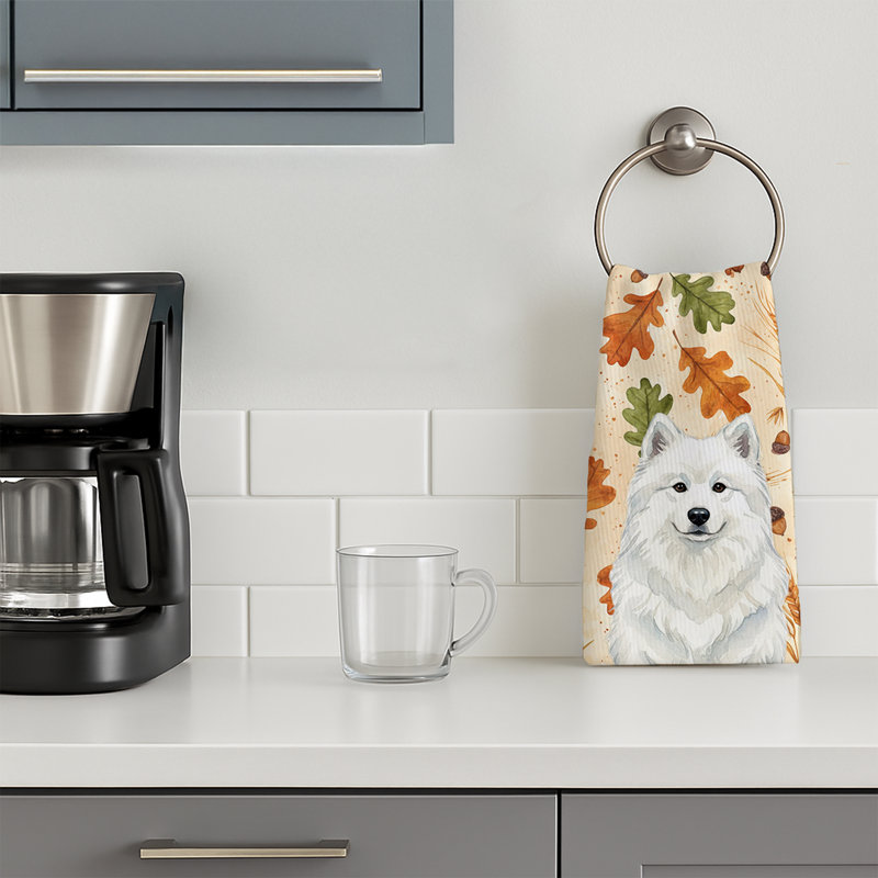 Serviette de cuisine blanche Samoyed Heirloom, Samoyède blanc