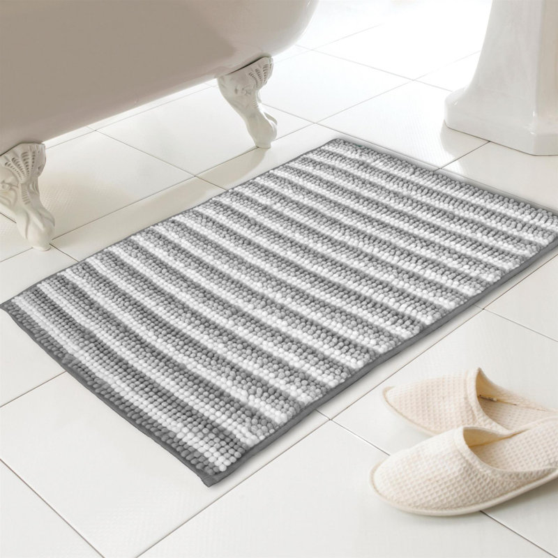 Bath Mat, Grey Striped
