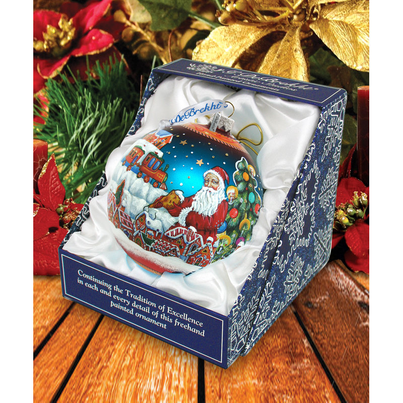 Holiday Splendor 5.5'' Handmade Glass Ball Ornament, Christmas 8, 5.5" H x 5" W x 5" D