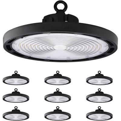 Luminaire 200W UFO à DEL, blanc froid 4000K, 24800 lumens 1-10V à intensité variable, homologué UL DLC, remplacement 700W, lumières commerciales pour paquet d'entrepôt de 10