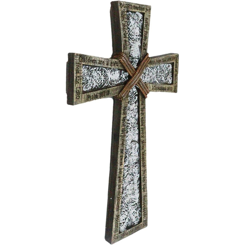 Figurine biblique en faux bois avec cordes tressées et figurine ornée