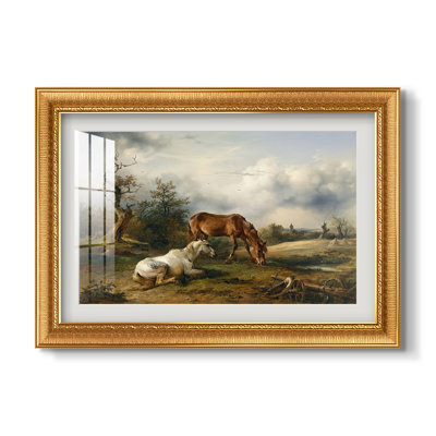 Deux chevaux au pré, vers 1825 - Friedrich Gauermann - Estampe encadrée sur mesure