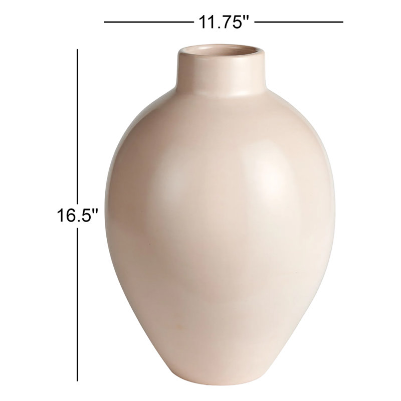 Analia Handmade Table Vase, Ecru, 16.5" H x 11.75" W x 11.75" D