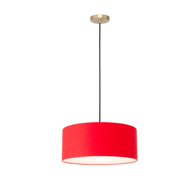 Luminaire suspendu extensible, rouge cramoisi, laiton patiné