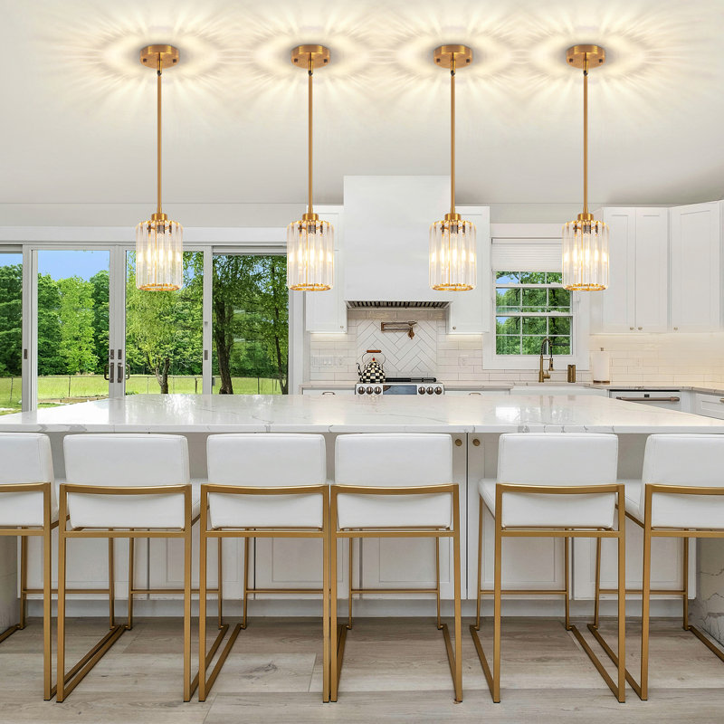 Bette 1-Light Modern Crystal Single Pendant Light With Adjustable Height, Gold