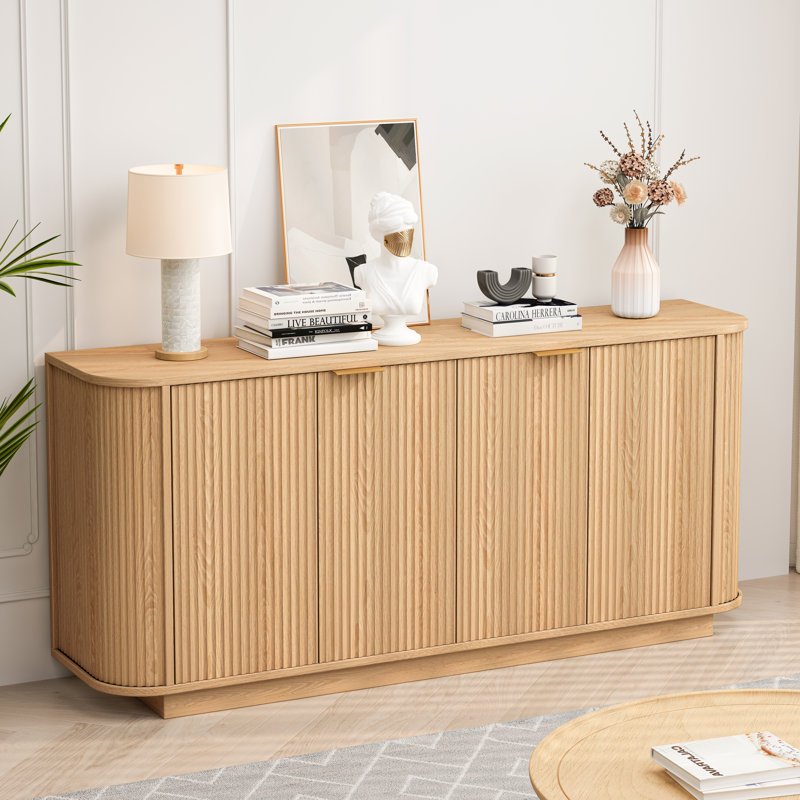 Buffet 63 po à double porte avec tablettes réglables, Naturel