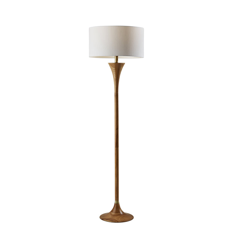 Lampe sur pied 60 po Remmy, Naturel / laiton antique